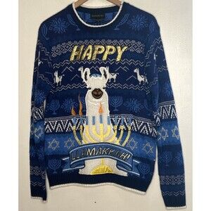 Blizzard Bay Happy Llamakkah Mens Small Ugly Sweater Llama Hanukkah Office Fun!